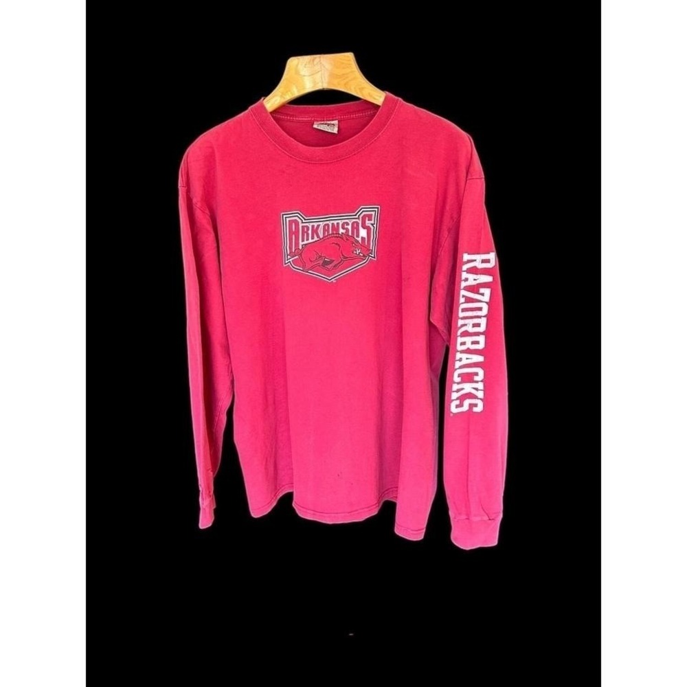 Vintage SOFFE Arkansas‎ Razorbacks Long Sleeve Shirt NCAA XXL Red Maroon 90's